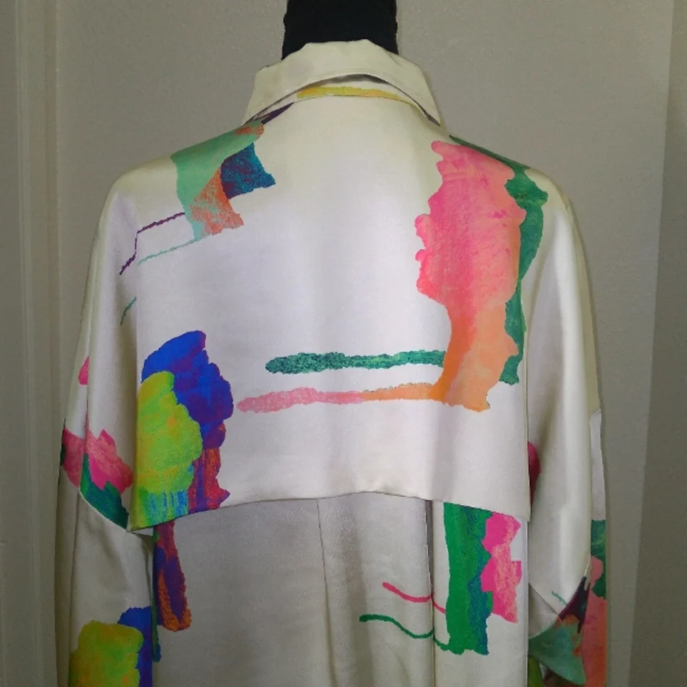 H&M STUDIO 2020 Women's MultiColor Abstract Print Long Sleeve Blouse- Size S - Picture 4 of 14